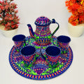 Pakistani Truck Art Inspired Fine Art Tea Set – Hand Painted Tray With 4 Cups