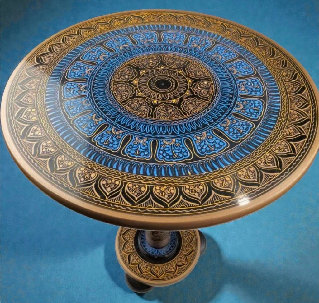 Hand-Painted Mandala Side Table