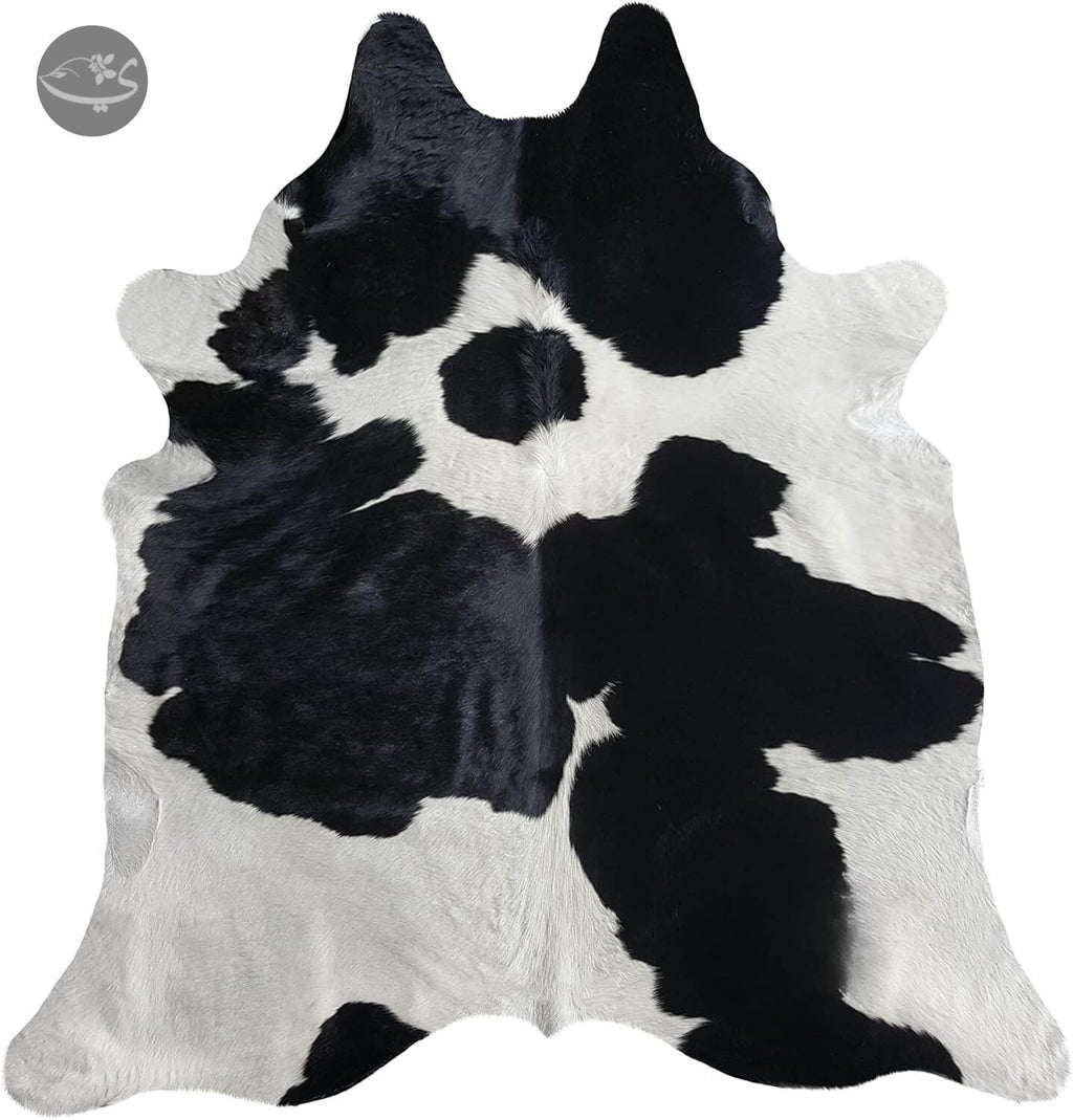 100% Genuine Black and White Cowhide Rug – Modern Style Animal Skin Rug & Floor Carpet for Living Room, Bedroom, Kitchen & More