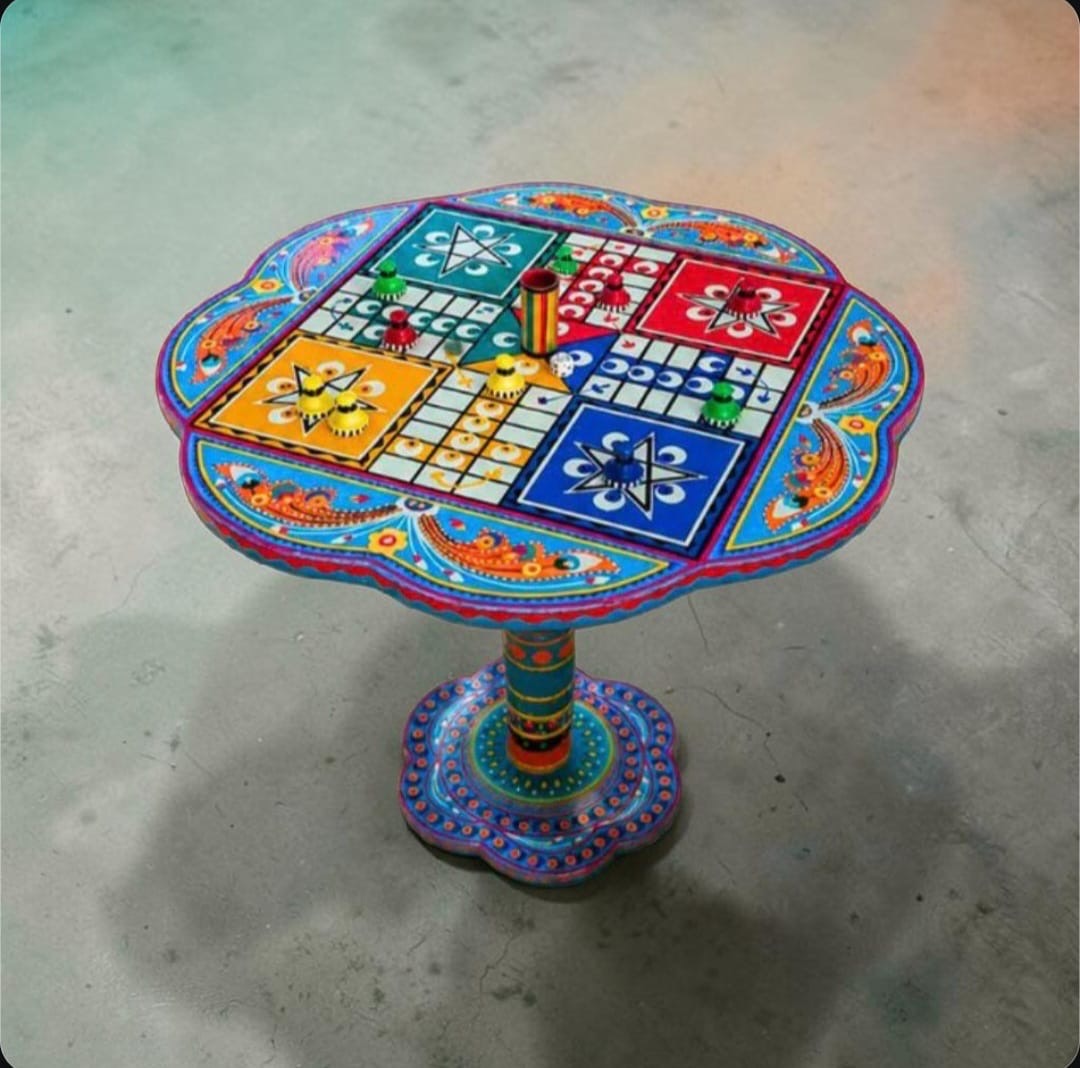 Hand-Painted Ludo Table 18"