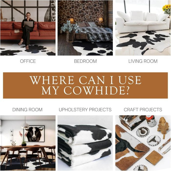100% Genuine Black and White Cowhide Rug – Modern Style Animal Skin Rug & Floor Carpet for Living Room, Bedroom, Kitchen & More