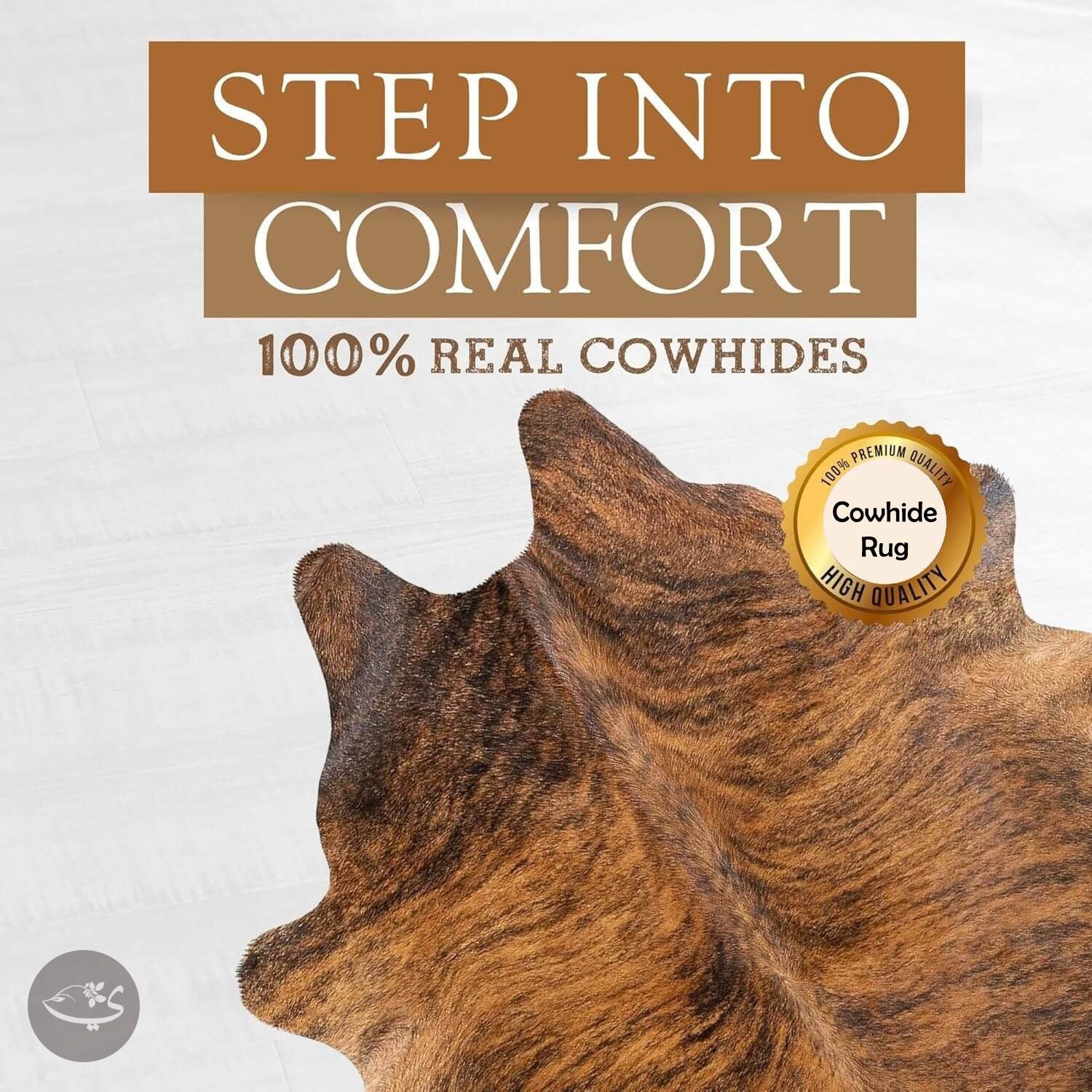 100% Genuine Brindle Reddish Cowhide Rug – Modern Style Animal Skin Rug & Floor Carpet for Living Room, Bedroom, Kitchen & More