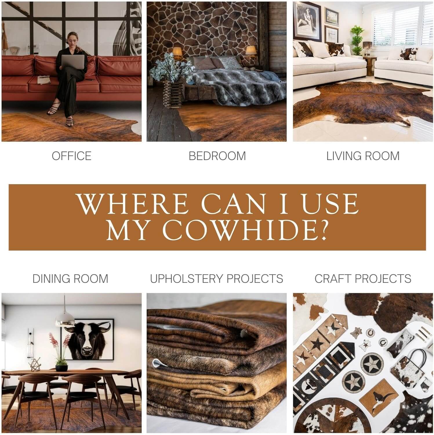 100% Genuine Brindle Reddish Cowhide Rug – Modern Style Animal Skin Rug & Floor Carpet for Living Room, Bedroom, Kitchen & More