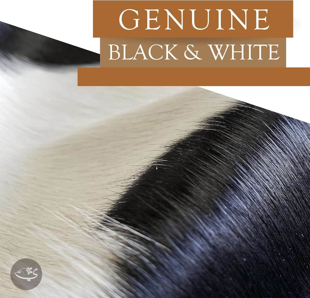 100% Genuine Black and White Cowhide Rug – Modern Style Animal Skin Rug & Floor Carpet for Living Room, Bedroom, Kitchen & More