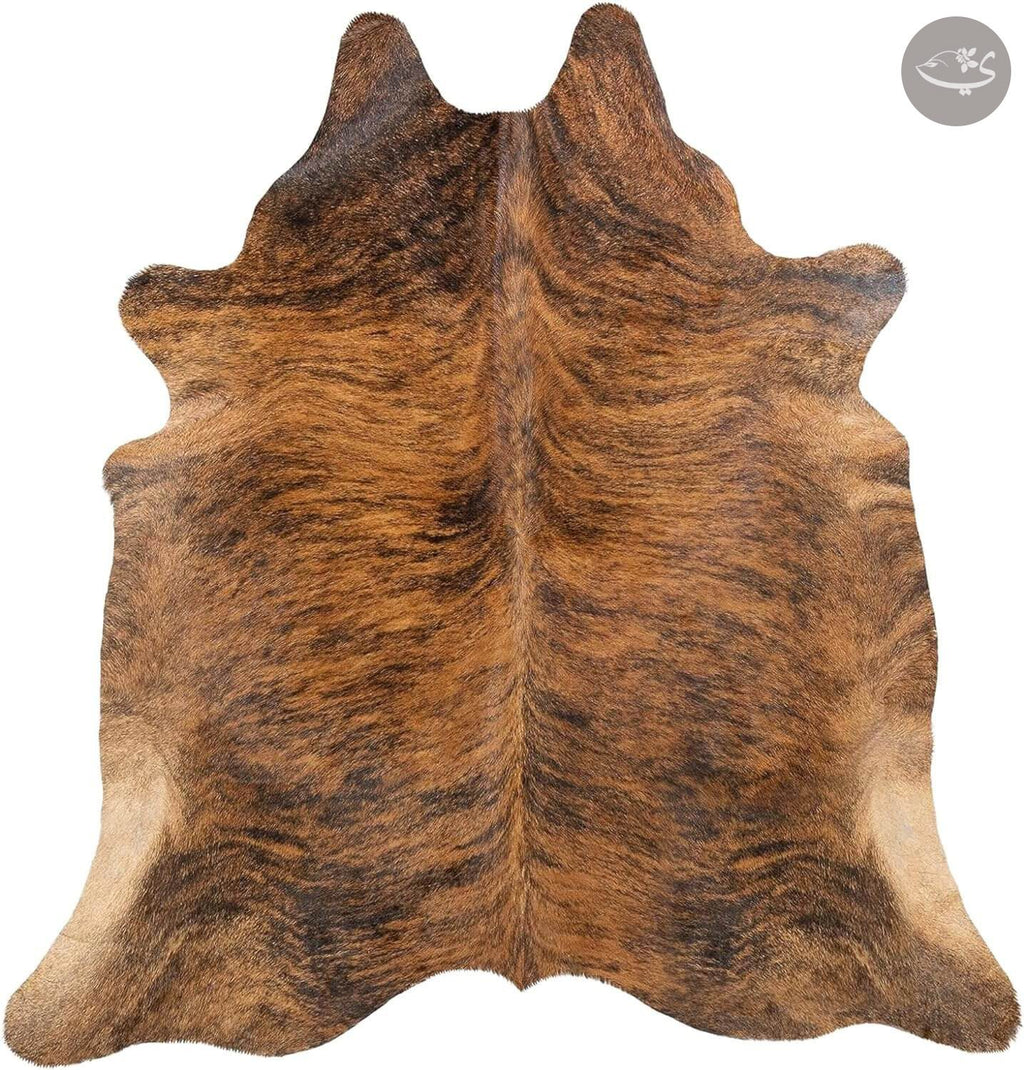 100% Genuine Brindle Reddish Cowhide Rug – Modern Style Animal Skin Rug & Floor Carpet for Living Room, Bedroom, Kitchen & More