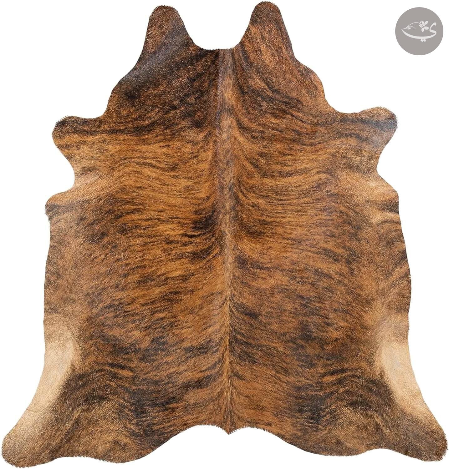 100% Genuine Brindle Reddish Cowhide Rug – Modern Style Animal Skin Rug & Floor Carpet for Living Room, Bedroom, Kitchen & More