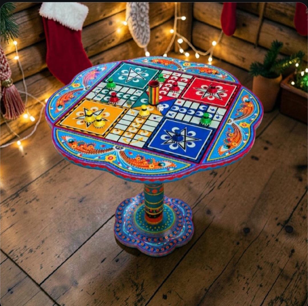 Hand-Painted Ludo Table 18"