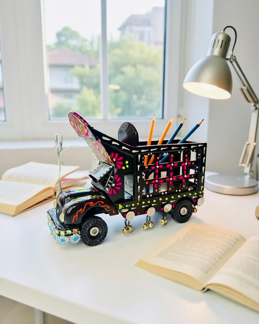 Hand-Painted Truck Pencil Holder