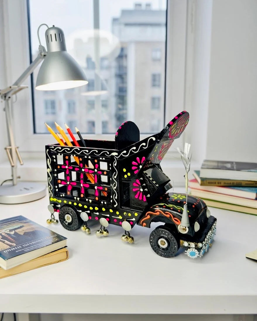 Hand-Painted Truck Pencil Holder