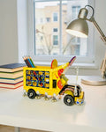 Hand-Painted Truck Pencil Holder – Yellow