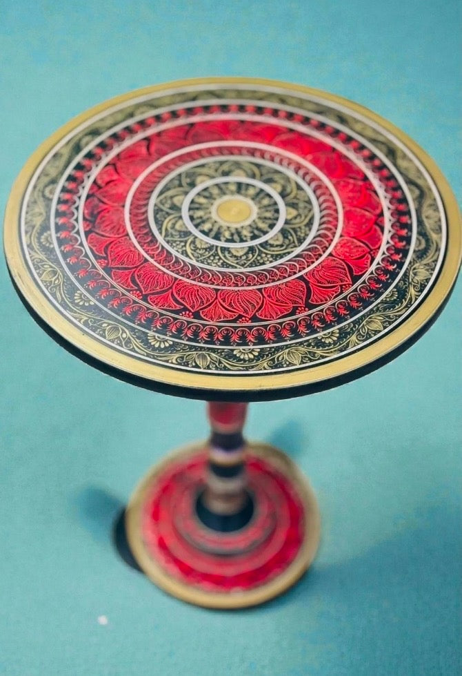 Hand-Painted Mandala Side Table