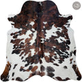100% Genuine Tri-Colour Cowhide Rug – Brown, Black & White Modern Style Animal Skin Rug & Floor Carpet for Living Room, Bedroom, Kitchen & More